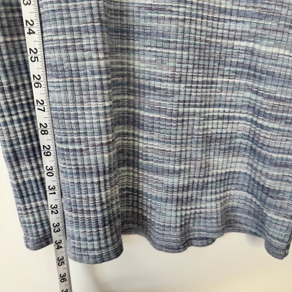 American Eagle AEO Dress Stretch Jersey Knit Ribbed Blue Heathered Comfy Sz L - Picture 7 of 13